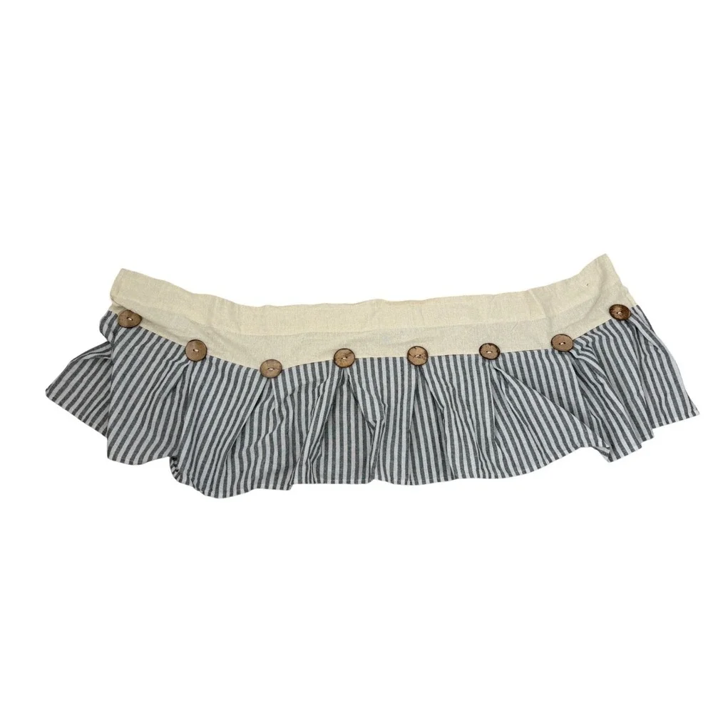 BLEUM CADE Blue Stripe Farmhouse Valance Curtain – 52x18 Inch – NWOT